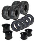 Kit 4 Pneus +4 Câmaras+ 4 Rodas Mini Quadriciclo- 3.00 Aro 4