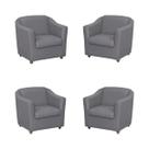 Kit 4 Poltrona Bia Decorativa Reforçada Recepção Clínica Salão Sala de Estar material sintético