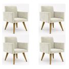 Kit 4 Poltrona Decorativa Nina Cadeira Escritório Recepção Suede Bege