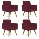 Kit 4 Poltrona Decorativa Nina Cadeira Escritório Recepção Suede Bordo