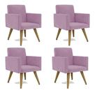 Kit 4 Poltrona Decorativa Nina Cadeira Escritório Recepção Suede Rosa Bebê