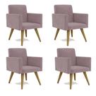 Kit 4 Poltrona Decorativa Nina Cadeira Escritório Recepção Suede Rosê