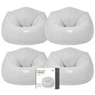 Kit 4 Poltrona Inflável Puff Lazy Fashion Aveludado Assento Pufe Vg Plus Cinza