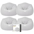 Kit 4 Poltrona Inflável Puff Lazy Fashion Aveludado Assento Pufe VG Plus Cinza