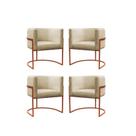 kit 4 Poltrona Reforçadas Decorativa Sala de Estar Carla Base Ferro Bronze Suede
