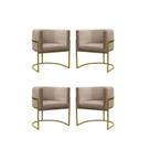 kit 4 Poltrona Reforçadas Decorativa Sala de Estar Carla Base Ferro Dourada Suede