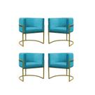 kit 4 Poltrona Reforçadas Decorativa Sala de Estar Carla Base Ferro Dourada Suede