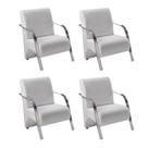 Kit 4 Poltronas 1 Lugar Braço Aluminio Sintético Branco Kit 4 Poltronas 1 Lugar Braço Aluminio Sintético Branco