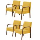 Kit 4 Poltronas 1 Lugar Jade Pé Madeira D Salla Amarelo Kit 4 Poltronas 1 Lugar Jade Pé Madeira D Salla Amarelo