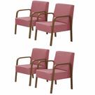 Kit 4 Poltronas 1 Lugar Luna Braço Madeira D Salla Rosa Kit 4 Poltronas 1 Lugar Luna Braço Madeira D Salla Rosa
