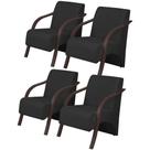Kit 4 Poltronas 1 Lugar Sevilha Braço Pé Madeira Preto