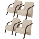 Kit 4 Poltronas 1 Lugar Vênus Pé Madeira D Salla Bege