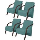 Kit 4 Poltronas 1 Lugar Vênus Pé Madeira D Salla Turquesa Kit 4 Poltronas 1 Lugar Vênus Pé Madeira D Salla Turquesa