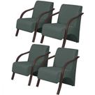 Kit 4 Poltronas 1 Lugar Vênus Pé Madeira D Salla Verde Kit 4 Poltronas 1 Lugar Vênus Pé Madeira D Salla Verde