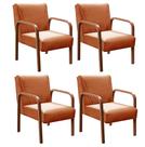 Kit 4 Poltronas Anita Conjunto Cadeiras Moderna Braço Madeira Laranja Terracota 400 Kit 4 Poltronas Anita Conjunto Cadeiras Moderna Braço Madeira Laranja Terracota 400
