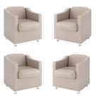 Kit 4 Poltronas Bia Decorativa Reforçada Recepção Clinica Salão Sala De Estar material sintético