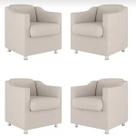 Kit 4 Poltronas Bia Decorativa Reforçada Recepção Clinica Salão Sala De Estar Suede