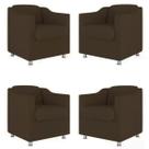 Kit 4 Poltronas Bia Decorativa Reforçada Recepção Clinica Salão Sala De Estar Suede