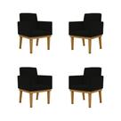 Kit 4 Poltronas Cadeira Com Base Reforçada Preta