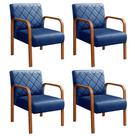 Kit 4 Poltronas Cadeira Decorativa Sala, Recepção Lara Azul Marinho Kit 4 Poltronas Cadeira Decorativa Sala, Recepção Lara Azul Marinho