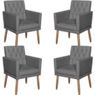 Kit 4 Poltronas Capitone material sintético para Sala de Estar Decorativa Cadeira Estofada Resistente Escritório Recepção Manicure