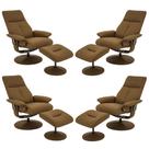 Kit 4 Poltronas de Massagem Arizona Giratória com Apoio de Pés e Reclinável PU Caramelo G56 - Gran Belo