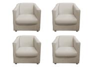 Kit 4 Poltronas Decorativa Biane Suede Bege Pés Cromado Ms Decor
