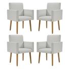 Kit 4 Poltronas Decorativa Cadeira Escritório Recepção Linho