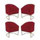 kit 4 Poltronas Decorativa Luana Base Ferro Dourada Suede - Twdecora