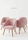 Kit 4 Poltronas Decorativa Luna Estofada Suede Rosa Pés Palito Madeira Para Quarto,Sala ou Consultórios.