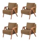 Kit 4 Poltronas Decorativa Mona Suede Capuccino - Kimi Décor