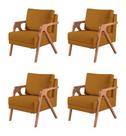 Kit 4 Poltronas Decorativa Mona Suede Terracota - Kimi Décor