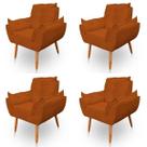 Kit 4 Poltronas Decorativa Opala Sala de Estar Tecido Suede Terracota Kimi Decor Kit 4 Poltronas Decorativa Opala Sala de Estar Tecido Suede Terracota Kimi Decor
