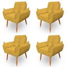 Kit 4 Poltronas Decorativa Opala Sala de Estar Veludo Amarelo Kimi Decor Kit 4 Poltronas Decorativa Opala Sala de Estar Veludo Amarelo Kimi Decor