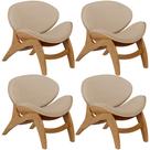 Kit 4 Poltronas Decorativa Orgânica Sala Living Kadosh L02 Linho Bege Escuro - Lyam Decor