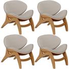 Kit 4 Poltronas Decorativa Orgânica Sala Living Kadosh L02 Linho Bege - Lyam Decor