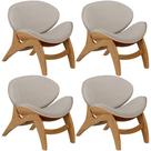 Kit 4 Poltronas Decorativa Orgânica Sala Living Kadosh L02 Linho Bege - Lyam Decor