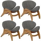 Kit 4 Poltronas Decorativa Orgânica Sala Living Kadosh L02 Linho Mescla Chumbo - Lyam Decor