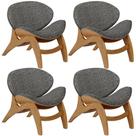 Kit 4 Poltronas Decorativa Orgânica Sala Living Kadosh L02 Linho Mescla Chumbo - Lyam Decor