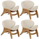 Kit 4 Poltronas Decorativa Orgânica Sala Living Kadosh L02 Linho Palha - Lyam Decor