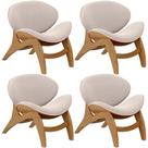Kit 4 Poltronas Decorativa Orgânica Sala Living Kadosh L02 Suede Bege - Lyam Decor