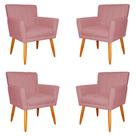 Kit 4 Poltronas Decorativa para Sala de Estar Cecília Suede Rosa - Montanaris Decor