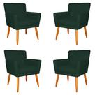 Kit 4 Poltronas Decorativa para Sala de Estar Cecília Suede Verde - Montanaris Decor