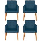 Kit 4 Poltronas Decorativa para Sala de Estar Recepção Sala de Espera estofada pés palito madeira Kit 4 Poltronas Decorativa para Sala de Estar Recepção Sala de Espera estofada pés palito madeira