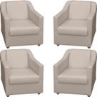 Kit 4 Poltronas Decorativa Para Sala Recepção Manicure Barbearia Escritório Consultório Tecido Material Sintético Pés Plástico Cromado