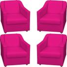 Kit 4 Poltronas Decorativa Para Sala Recepção Manicure Barbearia Escritório Consultório Tecido Material Sintético Pés Plástico Cromado