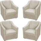 Kit 4 Poltronas Decorativa Para Sala Recepção Manicure Barbearia Escritório Consultório Tecido Suede Pés Plástico Cromado