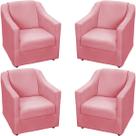Kit 4 Poltronas Decorativa Para Sala Recepção Manicure Barbearia Escritório Consultório Tecido Suede Pés Plástico Cromado