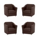 Kit 4 Poltronas Decorativa Reforçada Recepção Clinica Salão material sintético