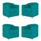 Kit 4 Poltronas Decorativa Reforçada Recepção Clinica Salão Suede